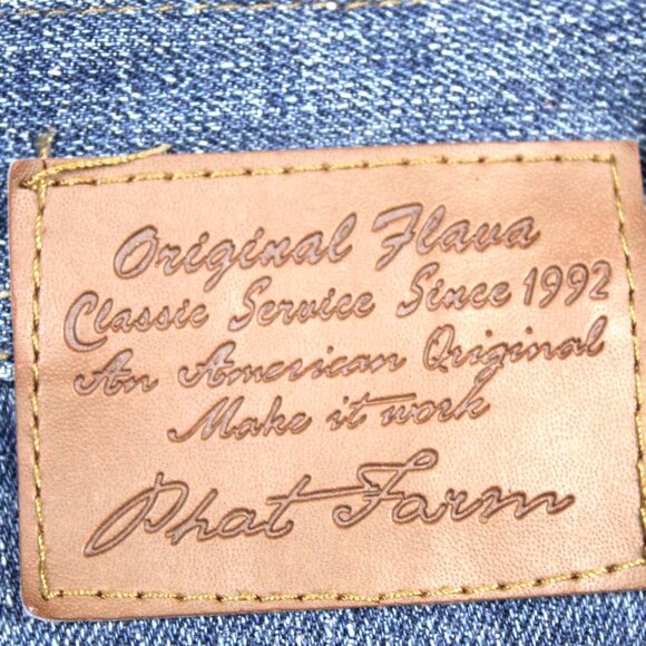 Phat Farm Men's 36 Blue Baggy Denim Jean Shorts Jorts Hip Hop Skater Y2K Vintage - Picture 8 of 8